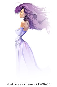 girl in blue vector illustration