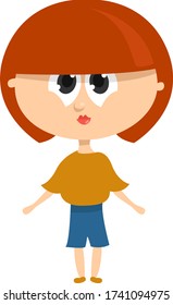 Girl with bob haircut , illustration, vector on white background