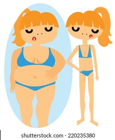 Girl with body image problems: Anorexia