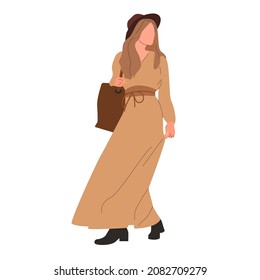 Girl in boho clothes.Vector illustration.