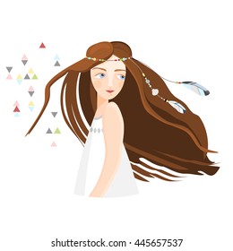 A girl, boho style, vector illustration