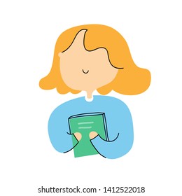 girl with book. back to school. vector illustration