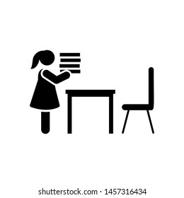 Girl book carry classroom pictogram icon