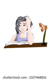Girl with book character design illustration