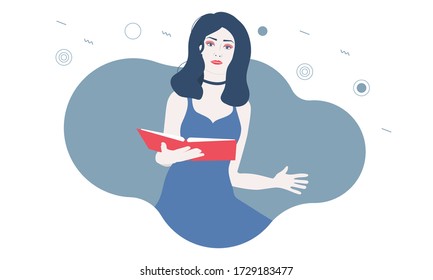 Girl Book Education Concept Knowledge Trendy Stock Vector (Royalty Free ...