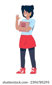 girl with book in hands illustration