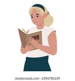 girl with book learning illustration design