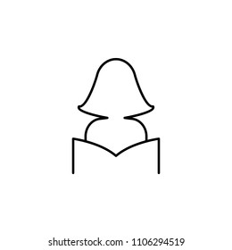 girl with a book outline icon. Element of simple education icon for mobile concept and web apps. Thin line girl with a book outline icon can be used for web and mobile on white background
