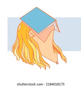 Girl with a Book. Pastel Colored. Vector EPS10