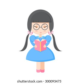 Girl with a book vector