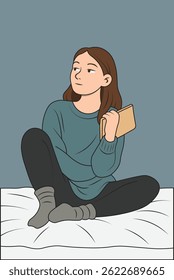 Mädchen mit Buch Vektor Illustrator