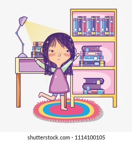Girl with books cartoons
