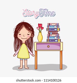 Girl with books cartoons