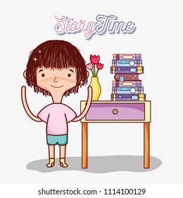 Girl with books cartoons