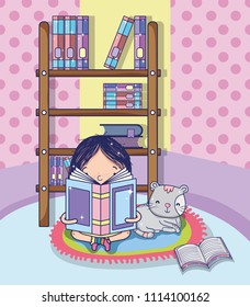 Girl with books cartoons