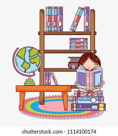 Girl with books cartoons