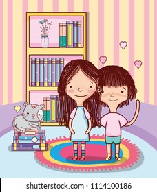 Girl with books cartoons