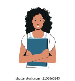 Girl with books. Cute vector illustration. Cartoon style