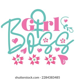 Girl Boss - Boho Retro Style Happy Women's Day T-shirt And SVG Design. Mom Mother SVG Quotes T-shirt And SVG Design, Vector EPS Editable File, Can You Download This File.