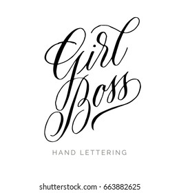 Girl Boss. Hand drawn decorative quote for your design. Can be used for bags, t-shirts, planners, posters, cards, banners, advertisement, etc.