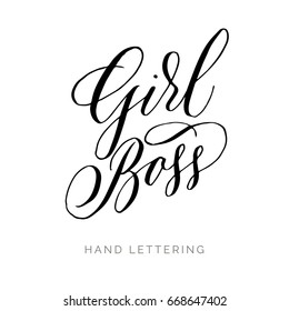 Girl Boss. Hand drawn decorative quote for your design. Can be used for bags, t-shirts, planners, posters, cards, banners, advertisement, etc.