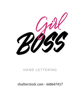 Girl Boss. Hand drawn decorative quote for your design. Can be used for bags, t-shirts, planners, posters, cards, banners, advertisement, etc.