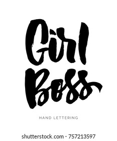 Girl Boss. Hand drawn decorative quote for your design. Can be used for bags, t-shirts, planners, posters, cards, banners, advertisement, etc.