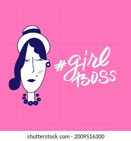 Girl boss. Handwritten stock lettering typography. Calligraphy for logotype badge icon card postcard logo, banner, tag. Vector illustration EPS10.