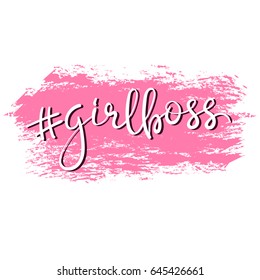 Girl Boss Hash Tag At Pink Abstract Background