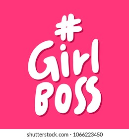 Girl boss hashtag. Sticker for social media content. Vector hand drawn illustration design. Bubble pop art comic style poster, t shirt print, greeting post card, video blog