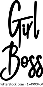 Girl Boss isolated text. Feminist slogan. Hand lettering illustration made in doodle style. Good as print for poster, mugs, t-shirt and other printing products.