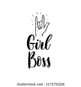 Girl boss - lettering vector inscription.
