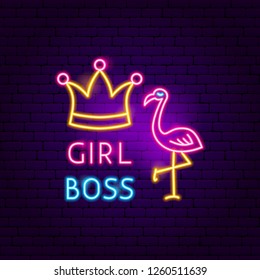 Girl Boss Neon Sign. Vector Illustration of Fashion Promotion.