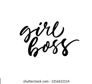 Girl boss phrase. Modern vector brush calligraphy. Ink illustration with hand-drawn lettering. 