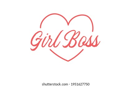 Girl boss phrase vector design. Calligraphic motivational quote for t shirt and prints. Female woman power lettering poster print.