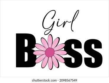 Girl Boss Pink Flower Daisy Vector