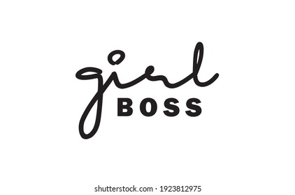 Girl boss text vector design. Calligraphic motivational quote for t shirt and prints. Female power lettering poster print.