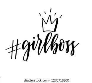 Girl boss vector lettering motivational feminist design