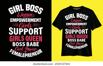 Tipografía de mujer de jefe de niña Diseño de camiseta de tipografía motivacional minimalista, Diseño de camiseta de citas inspiradoras, Diseño de camiseta motivacional de mujer, Diseño de camiseta motivacional de niñas