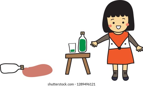 a girl and bottle of water