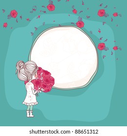 girl with bouquet of roses