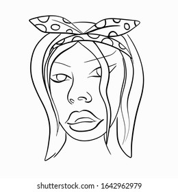 Girl with bow fashion vector one line beautiful. Figure one line isolated object on a white background. Vector for print and card design.