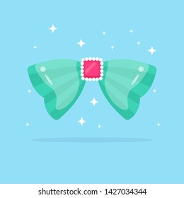 Girl bow, tie isolated on background. Vector flat design