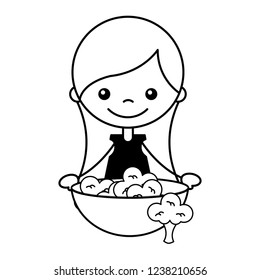 girl with bowl filled broccoli