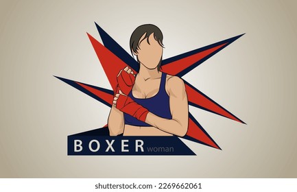 Mädchen ist Boxer. Vektorgrafik. Logo. Poster.