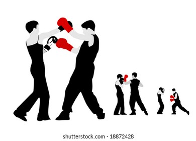 girl and boy boxing
