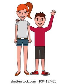girl and boy brothers young isolated icon