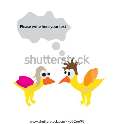 girl and boy cartoon bird