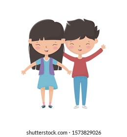 Girl and boy cartoon design, Kids friendship childhood little people lifestyle and person theme Vector illustration