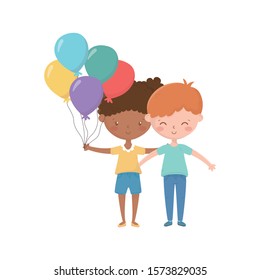 Girl and boy cartoon design, Kids friendship childhood little people lifestyle and person theme Vector illustration